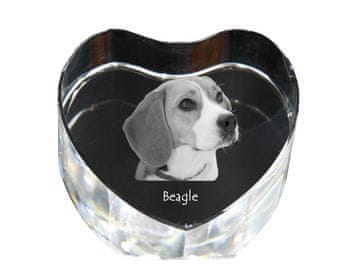 Artdog Beagle - fotografija psa v kristalu, kristalno srce, unikaten foto okvir Art-Dog