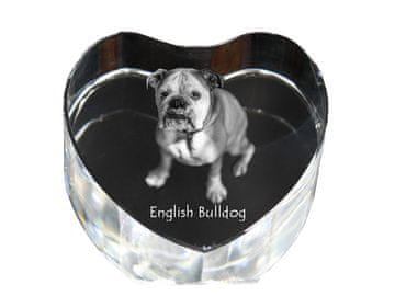 Artdog Angleški buldog, Bulldog - fotografija psa v kristalu, kristalno srce, unikaten foto okvir Art-Dog
