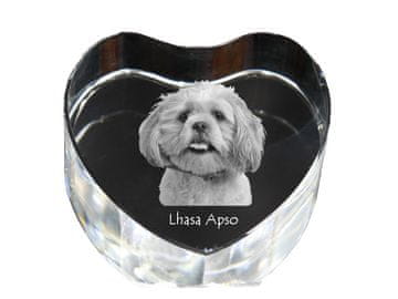 Artdog Lhasa Apso - fotografija psa v kristalu, kristalno srce, edinstven okvir za fotografije Art-Dog