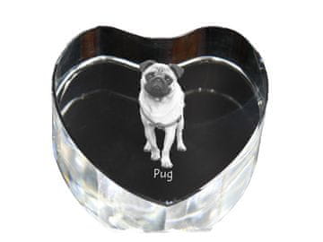 Artdog Mops, Pug, Carlin - fotografija psa v kristalu, kristalno srce, unikaten foto okvir Art-Dog
