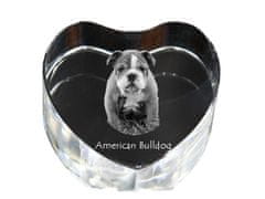 Artdog Ameriški buldog - fotografija psa v kristalu, kristalno srce, unikaten foto okvir Art-Dog