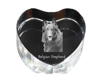 Artdog Belgijski ovčar, belgijski planšarski pes - fotografija psa v kristalu, kristalno srce, unikaten foto okvir Art-Dog
