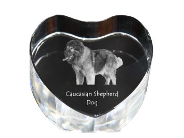 Artdog Kavkaški ovčar - fotografija psa v kristalu, kristalno srce, unikaten okvir za fotografije Art-Dog