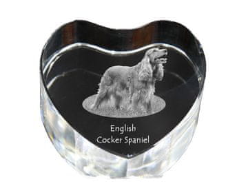 Artdog Angleški koker španjel - fotografija psa v kristalu, kristalno srce, unikaten foto okvir Art-Dog