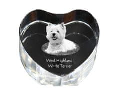 Artdog Zahodovišavski beli terier, Westie - fotografija psa v kristalu, kristalno srce, unikaten foto okvir Art-Dog