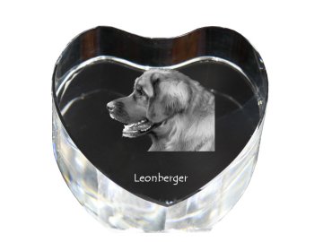 Artdog Leonberger - fotografija psa v kristalu, kristalno srce, unikaten foto okvir Art-Dog