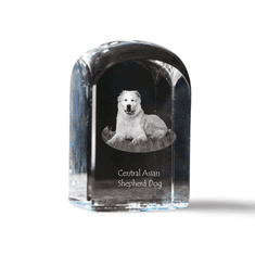 Artdog Srednjeazijski ovčar - kristalna kocka s fotografijo, fotografija psa v kristalu, kubični obtežilnik za papir Art-Dog