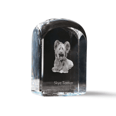 Artdog Skye terier - kristalna kocka s fotografijo, fotografija psa v kristalu, kubični obtežilnik za papir Art-Dog