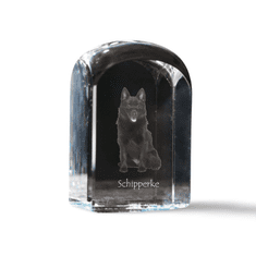 Artdog Schipperke - kristalna kocka s fotografijo, fotografija psa v kristalu, kubični obtežilnik za papir Art-Dog