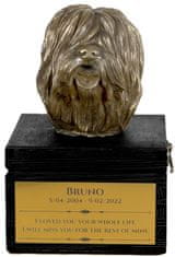 Artdog Poljski nižinski ovčar, PON - žara z gravuro in skulpturo psa, zadnje slovo, ročno delo Art-Dog