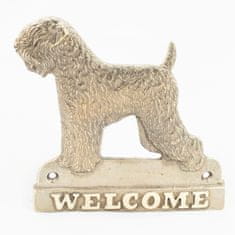 Artdog Ruski črni terier - tablica na vratih s psom, medeninasta dobrodošlica, unikaten znak z napisom Welcome by Art-Dog