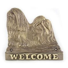 Artdog Lhasa Apso - ploščica na vratih s psom, medeninasta dobrodošlica, unikaten znak z napisom Welcome by Art-Dog