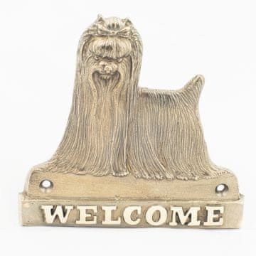Artdog Yorkshire terier, York, York, Yorkie - ploščica na vratih s psom, medeninasta dobrodošlica, unikaten znak z napisom Welcome by Art-Dog
