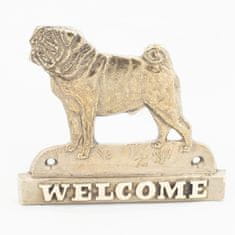 Artdog Mops, Pug, Carlin - ploščica na vratih s psom, medeninasta dobrodošlica, unikaten znak z napisom Welcome by Art-Dog
