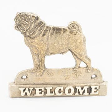 Artdog Mops, Pug, Carlin - ploščica na vratih s psom, medeninasta dobrodošlica, unikaten znak z napisom Welcome by Art-Dog