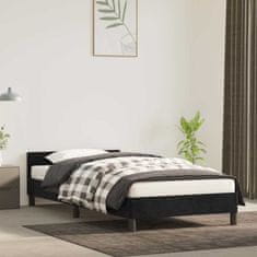 Vidaxl Posteljni okvir z vzglavjem brez vzmetnice črn 90x200 cm žamet