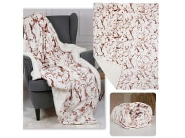 sarcia.eu Mramorna belo-rjava mikroflisna pregrinjalo/deka, mehka plišasta odeja, sherpa 220-230 g/m 150x200 cm