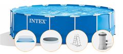 Intex Komplet okroglega bazena s kovinskim okvirjem 457 x 122 cm s filtracijo in dodatki