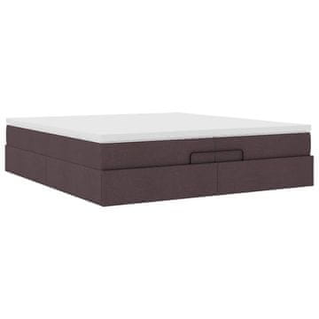 Vidaxl Otomanski posteljni okvir z vzmetnicami rjav 200x200 cm blago