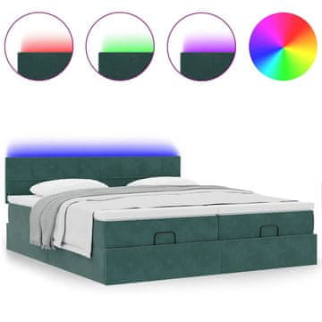 Vidaxl Otomanski posteljni okvir z vzmetnicami zelen 160x200 cm žamet
