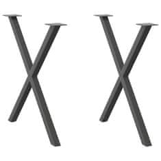 shumee vidaXL Noge za jedilno mizo X-oblika 2 kosa antracit 70x(72-73) cm