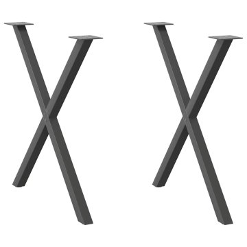 shumee vidaXL Noge za jedilno mizo X-oblika 2 kosa antracit 70x(72-73) cm