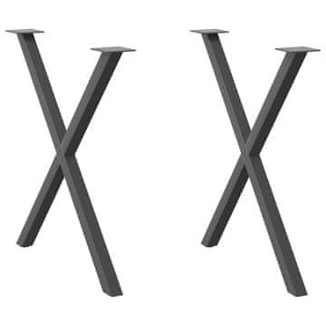 shumee vidaXL Noge za jedilno mizo X-oblika 2 kosa antracit 80x(72-73) cm