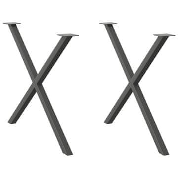 shumee vidaXL Noge za jedilno mizo X-oblika 2 kosa antracit 90x(72-73) cm