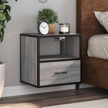 Vidaxl vidaXL Stenske nočne omarice, komplet 2 kosov, siva sonoma hrastova barva, 40x31x39,5 cm