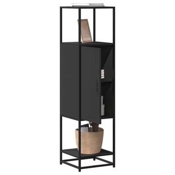 shumee vidaXL Visoka omara črna 35,5x35x139 cm inženirski les in kovina