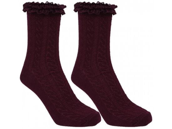 PRIMARK 2 x Bordo nogavice s čipko