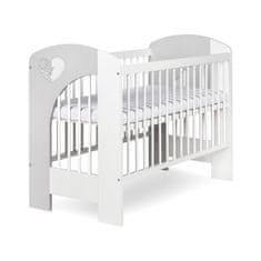 Klups Otroška Posteljica NEL srček sivo-bela