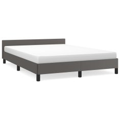 Vidaxl Posteljni okvir z vzglavjem brez vzmetnice siv 140x200 cm