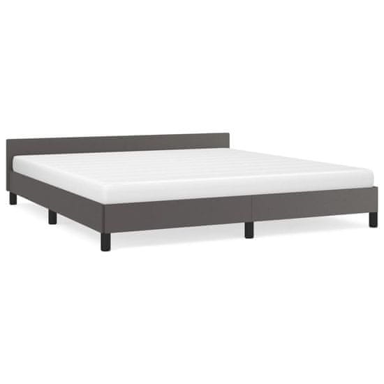 Vidaxl Posteljni okvir z vzglavjem brez vzmetnice siv 160x200 cm