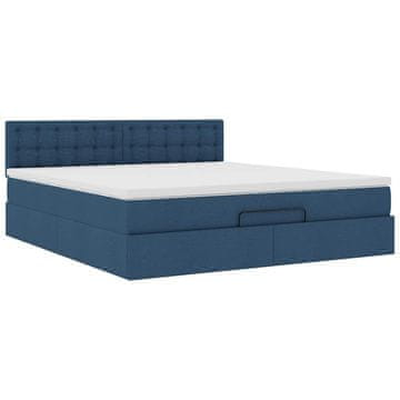 Vidaxl Otomanski posteljni okvir z vzmetnico moder 160x200 cm blago