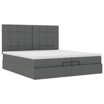 Vidaxl Otomanski posteljni okvir z vzmetnicami siv 200x200 cm blago