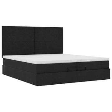 Vidaxl Otomanski posteljni okvir z vzmetnicami črn 200x200 cm blago