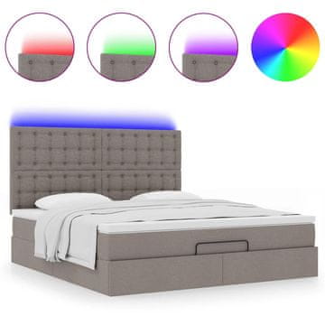 Vidaxl Otomanski posteljni okvir z vzmetnico taupe 160x200 cm blago