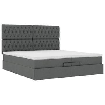 Vidaxl Otomanski posteljni okvir z vzmetnicami siv 200x200 cm blago