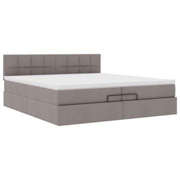Vidaxl Otomanski posteljni okvir z vzmetnico taupe 200x200 cm blago