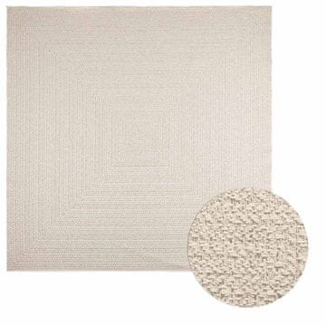 shumee vidaXL Rug "ZIZUR" Cream 240x240 cm Juta videz Notranje in zunanje