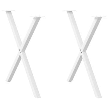 shumee vidaXL Noge za jedilno mizo X-oblika 2 kosa bela 80x(72-73) cm jeklo