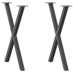 shumee vidaXL Noge za jedilno mizo X-oblika 2 kosa antracit 50x(72-73) cm