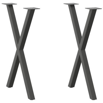 shumee vidaXL Noge za jedilno mizo X-oblika 2 kosa antracit 50x(72-73) cm