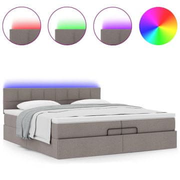 Vidaxl Otomanski posteljni okvir z vzmetnicami taupe 200x200 cm blago