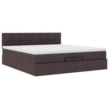 Vidaxl Otomanski posteljni okvir z vzmetnico temno rjava 200x200 cm