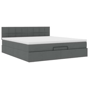 Vidaxl Otomanski posteljni okvir z vzmetnico siv 180x200 cm blago