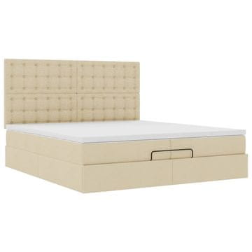 Vidaxl Otomanski posteljni okvir z vzmetnicami krem 200x200 cm blago