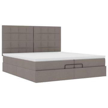 Vidaxl Otomanski posteljni okvir z vzmetnicami taupe 200x200 cm blago