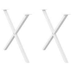 shumee vidaXL Noge za jedilno mizo X-oblika 2 kosa bela 90x(72-73) cm jeklo